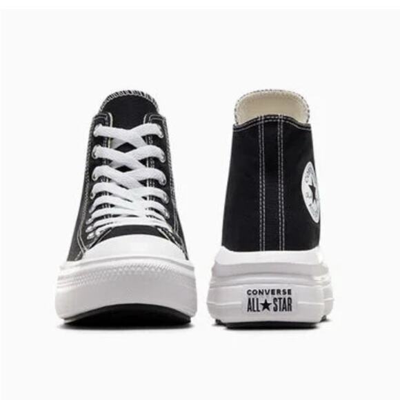 NEW CONVERSE HIGH TOP MOVE PLATFORM BLACK WHITE SZ 8.5 - Picture 7 of 10
